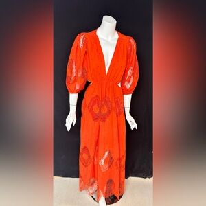 Delfi Collective Elegant Orange Floral Maxi Dress